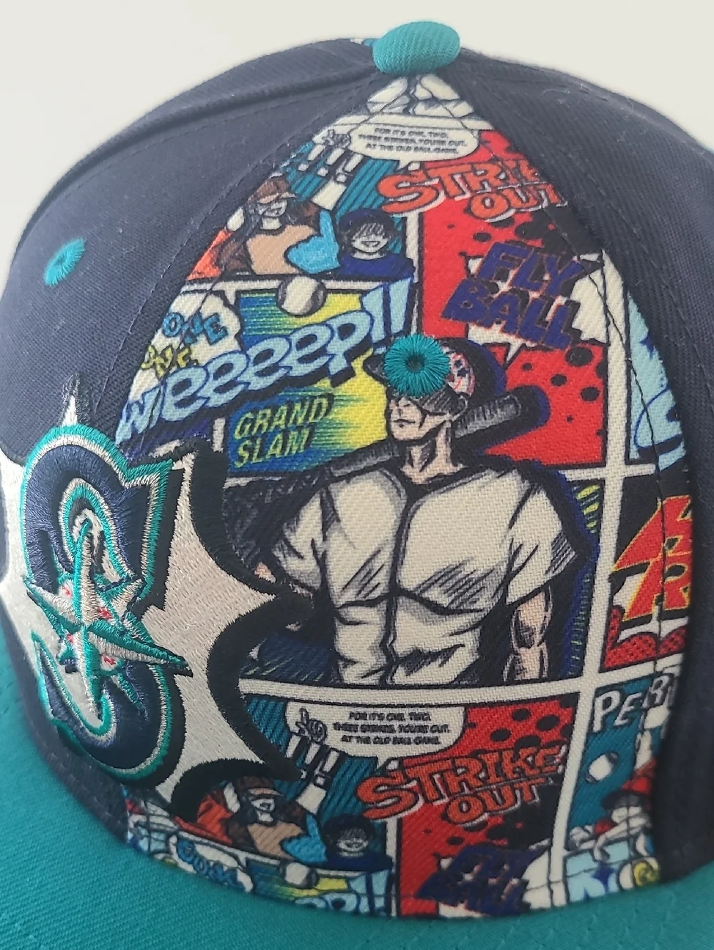 NEW Men's Seattle Mariners Teal & Navy Comic Hero Edition Fitted Hat